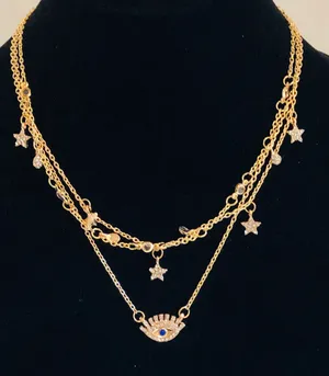 Bohemian Multi Layer Pendant Necklace Blue thumbnail 2