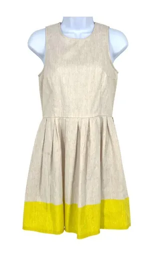 Gap Coastal Preppy Linen Blend Sleeveless A-Line Dress Size 0 Beige Yellow thumbnail 1