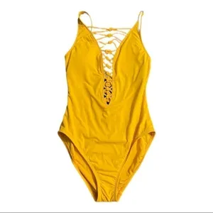 Bleu Rod Beattie Plunge One-Piece 4‎ Yellow Swimsuit thumbnail 3