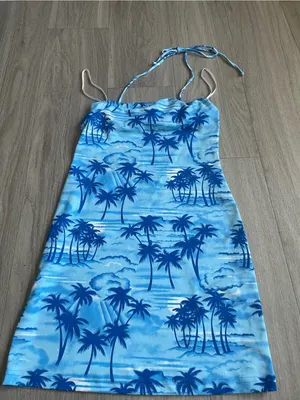 Blue Palm Tree Print Sundress Size XS thumbnail 1