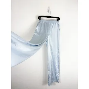 Urban Renewal Remnants Satin Puddle Pants Medium Baby Blue Stretch Wide Leg thumbnail 12