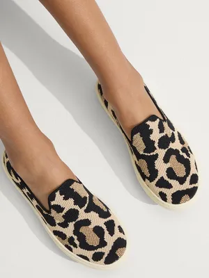 Rothy's Leopard Knit Slip-On Flats - Black & Tan thumbnail 1