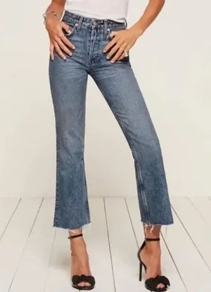 reformation mid crop flare jeans baltic thumbnail 1