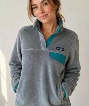 Patagonia Re-Tool Snap-T Fleece Pullover Feather Grey w/Teal Detail Pullover SM thumbnail 1