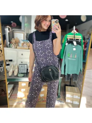 Ade + Ayo Purple Geometric Print Button-Front Jumpsuit – Tagged XXL, Fits Like M thumbnail 2