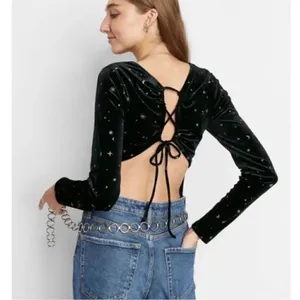 Womens Wild Fable Metallic Celestial Moon & Stars Open Back Bodysuit - Sz XS thumbnail 2
