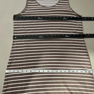 Garnet Hill Midi Dress Womens Large Taupe White Stripe‎ Slits Sleeveless Tank L thumbnail 7