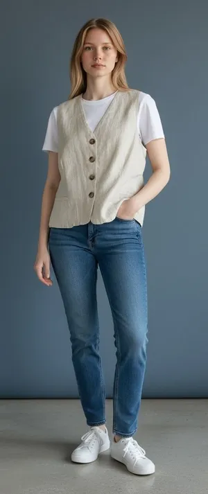 Emerson‎ Lang Oatmeal Beige Tailored Vest Waistcoat Button Front XL thumbnail 1