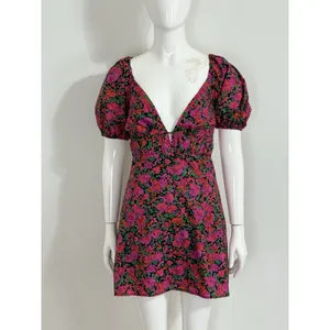 Hello Molly Floral Mini Dress Open Back Puff Short Sleeve Party Summer NWT 4 thumbnail 3
