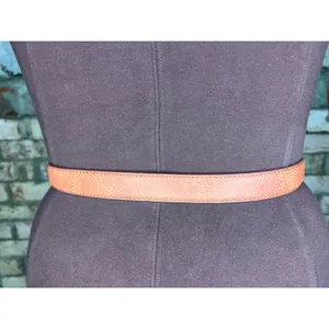 belt vegan leather tan interlocking circles buckle gold thumbnail 6