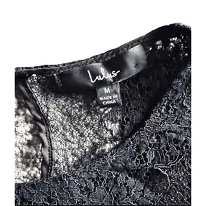 Lulus Long Sleeve‎ Top Women Black Lace Ribbed Knit Elegant Chic Size M thumbnail 4