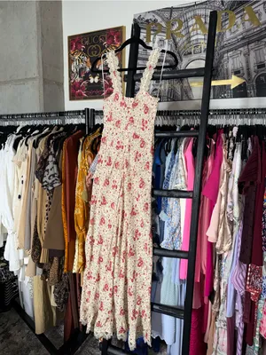 Cinq à Sept Stevie Dress Cherry Rose Multi Floral Lace Trim Midi Dress Womens 2 thumbnail 14