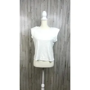 By‎ Anthropologie Women's Small White Keyhole Back Structured Sleeveless Top thumbnail 2