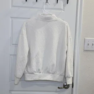 Hutch x Maxey Greene Textured Mock Neck Pullover Sweatshirt Cream Size Small thumbnail 4
