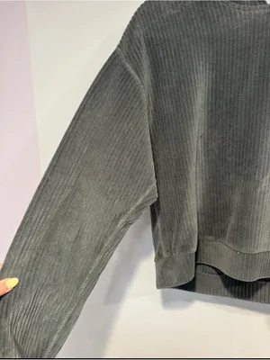 Abercrombie and Fitch‎ Velvet Ribbed Hoodie - Slate Gray thumbnail 2