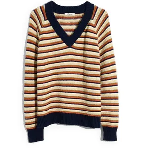 Madewell SZ S Arden V-Neck Crop Striped Pullover Sweater In Stripe thumbnail 8