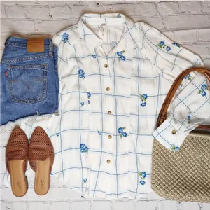 NWT Free People Window To My Soul Blue Floral Button Up XS thumbnail 5