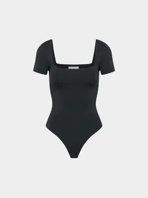 Aritzia Original Contour Manner Squareneck bodysuit black minimalist classic L thumbnail 2