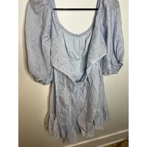 NWT! Selfie Leslie Mini Dress Wm M Blue Puff Sleeve Cottagecore Feminine Summer thumbnail 3