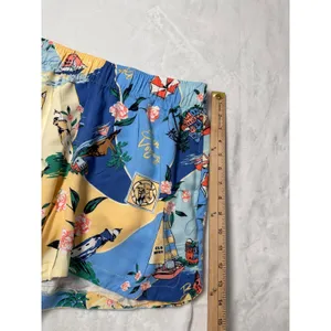 Old Navy Womens Nautical Postcard Print Rayon Shorts Blue Yellow Size Large thumbnail 5