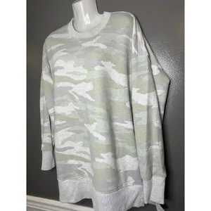 Aerie Sweatshirt Womens XS Green Camo Print Crewneck Fleece Oversized Pullover thumbnail 4