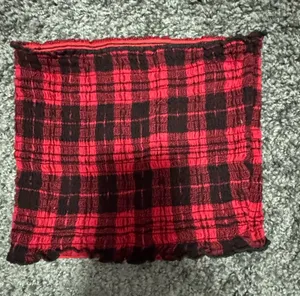 Red and Black Plaid Women's Tube top.. Hollister thumbnail 1