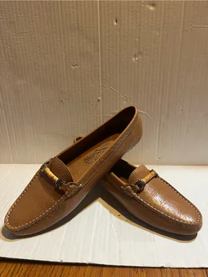 VTG Salvatore Ferragamo tan Leather Horse bit Driving Loafers 7 1/2 C SN 21759 thumbnail 3