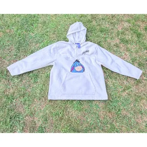 Disney Eeyore Womens Medium Cream Fleece 1/4 Zip Hoodie Winnie the Pooh Pullover thumbnail 4