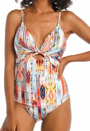 LA BLANCA 'Desert Dream' Twist Keyhole 1-Piece Swimsuit Size 14 Multi $130 NWT thumbnail 1