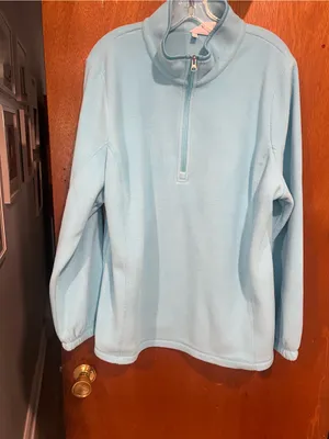 Lane Bryant Light Blue Quarter-Zip Fleece Pullover thumbnail 2