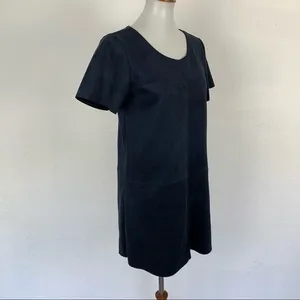 Altar'd State Black Faux Suede Short Sleeve Shift Dress Boho Chic‎ Minimalist M thumbnail 3