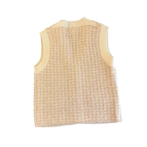Heartloom Bouclé Sweater Vest Cream Ivory Pearl Button Front Pockets S thumbnail 8
