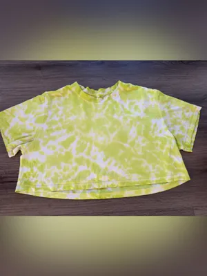 Lululemon All Yours Yellow Tie Dye Crewneck Crop Top Short Sleeve Shirt thumbnail 2