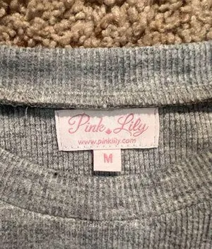 Pink Lily Gray Puff Sleeve Bodysuit thumbnail 5