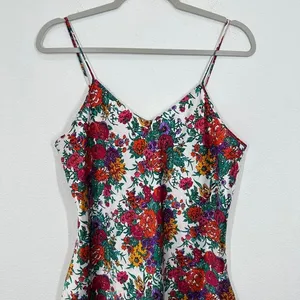 Vibrant Retro Floral Print Mini Slip Dress Chemise Nightie‎ Spaghetti Straps thumbnail 9