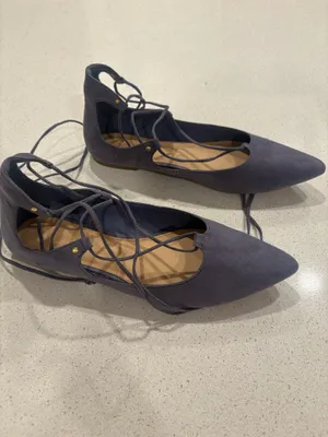 Lace up pointed toe flats Purple Size 9 thumbnail 4