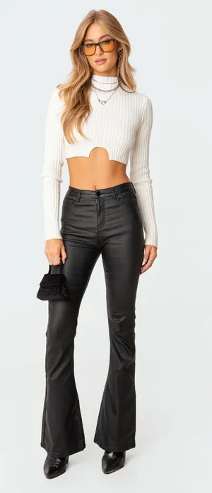 Edikted Flare Leather Pants thumbnail 1
