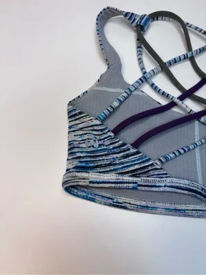 Lululemon Free To Be Bra (Wild) featuring a blue and white abstract blurry print thumbnail 3