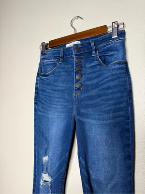Abercrombie & Fitch Women Curve Love Distressed High-Rise Skinny Ankle Jeans 4 thumbnail 5