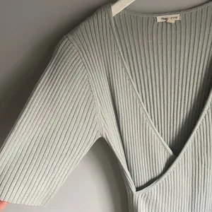 Coquette Baby Blue Knit Short‎ Sleeve Wrap Sweater Dress Bodycon sz Small Office thumbnail 5