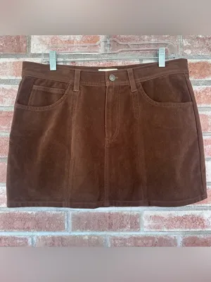 We The Free People Mini Skirt Faux Suede Women’s 12 Chocolate Brown Western Boho thumbnail 2