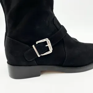 NEW Schutz Luidi Womens‎ 7 Buckled Suede Leather Knee Boot Black Side Zip thumbnail 6