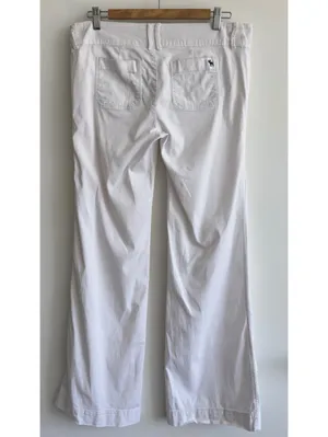 Abercrombie & Fitch White Bootcut Pants Low Rise Front Patch Pocket Women’s 6 thumbnail 5