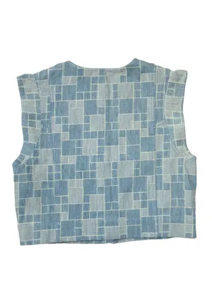 NWT Sezane Timothé Jacket in Blue Denim Patchwork Vest Top M thumbnail 8