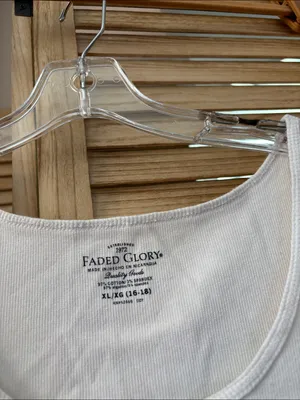 Faded Glory White Ribbed Scoop Neck Tank Top XL thumbnail 2