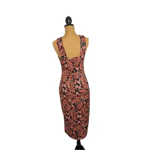 Socialite Floral Midi Dress Womens Medium Dark Romantic Black Side Slit Feminine thumbnail 4