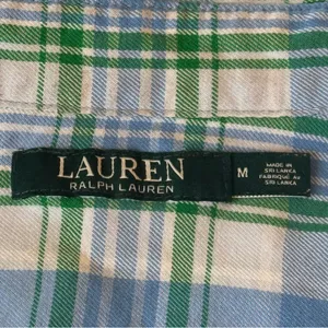 Medium Lauren Ralph Lauren Blue Green Brushed Cotton Button-Down Long Sleeve thumbnail 2