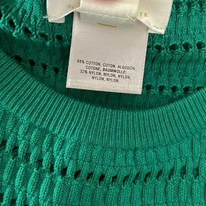 Anthropologie MAEVE Promenade Pointelle‎ Knit Dress Solid Green Flirty X-Small thumbnail 13
