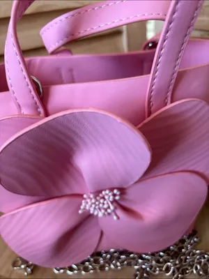 Women's Pink Flower Tote Bag - Small Floral Handbag NWOT thumbnail 2