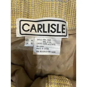 Vintage Carlisle Silk Wool Blend Textured Plaid Trouser Size 14‎ Lined thumbnail 11